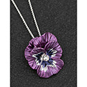 Necklace Silver Plated Violet Pansy